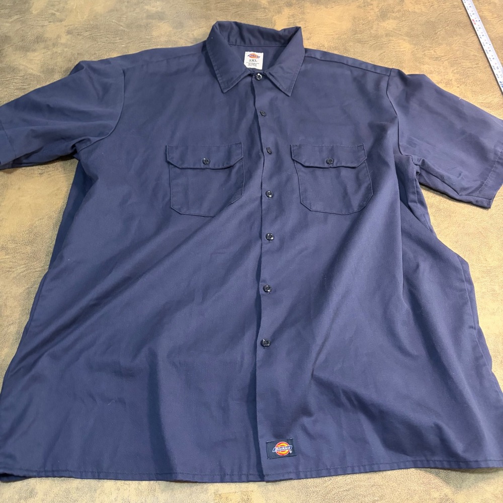 Dickies Work Shirt Mens 2XL Navy Blue Short Sleeve Button Down WS574NV